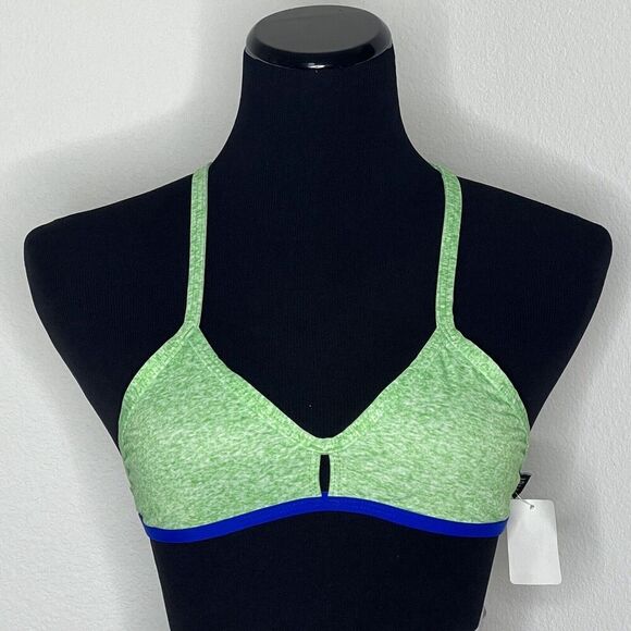 Jolyn Vent Bikini Top Green Blue Trim Small‎ New With Tags - Picture 1 of 4